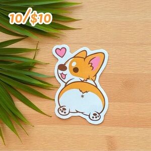 Corgi with Heart Sticker - Approx. 3” – Glossy Finish